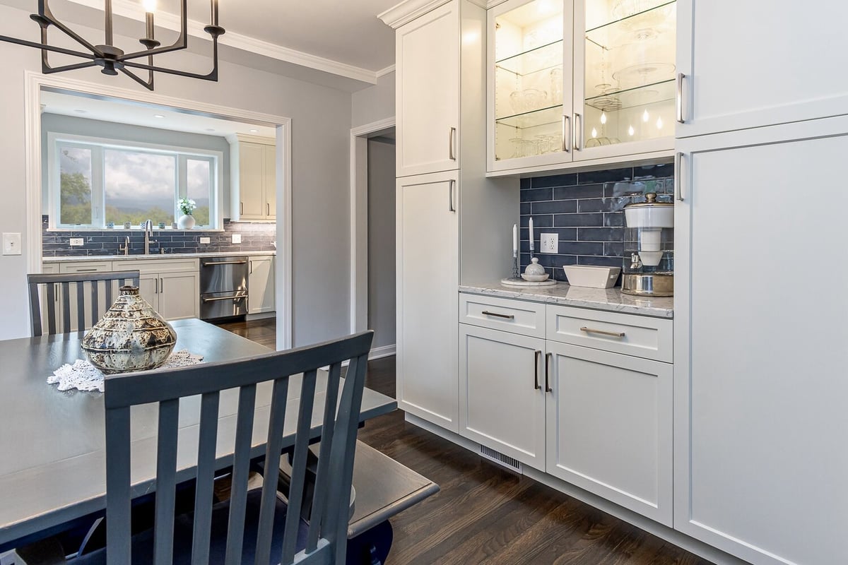 kitchen renovation featuring recessed lighting and modern layout by Chagrin River Company in Bainbridge, OH