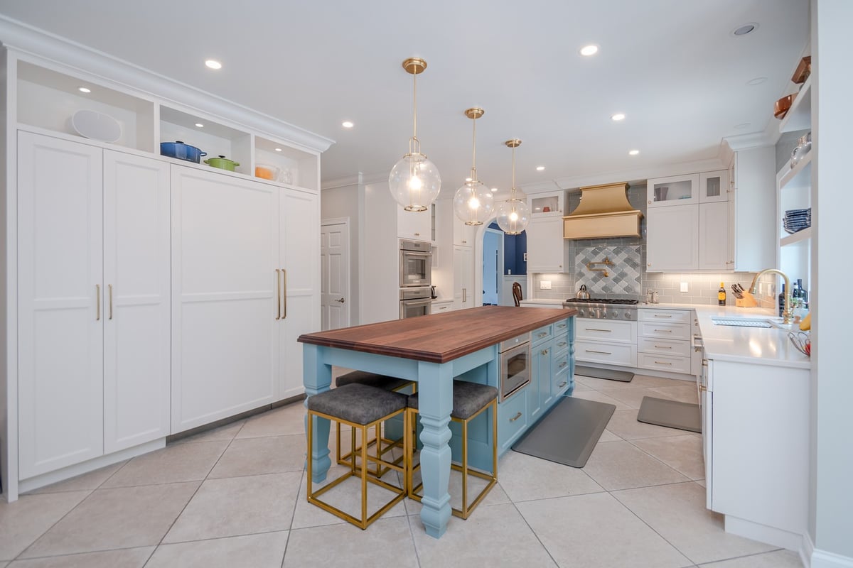 detailed custom home kitchen island in Solon, OH by Chagrin River Company
