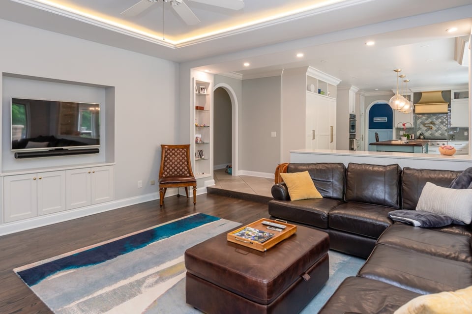 spacious custom home living area by Chagrin River Company in Solon, OH
