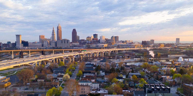 Highway through Cleveland Ohio Cuyahoga County