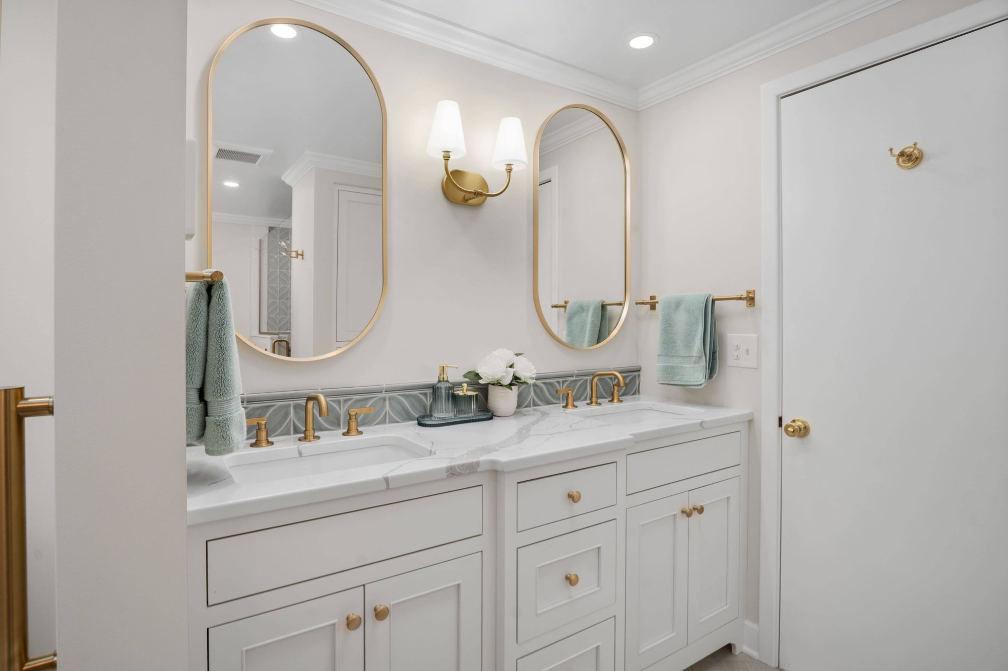 shaker heights primary bathroom remodel custom cabinetry and brass finishes shaker heights primary bathroom remodel custom cabinetry and brass finishes