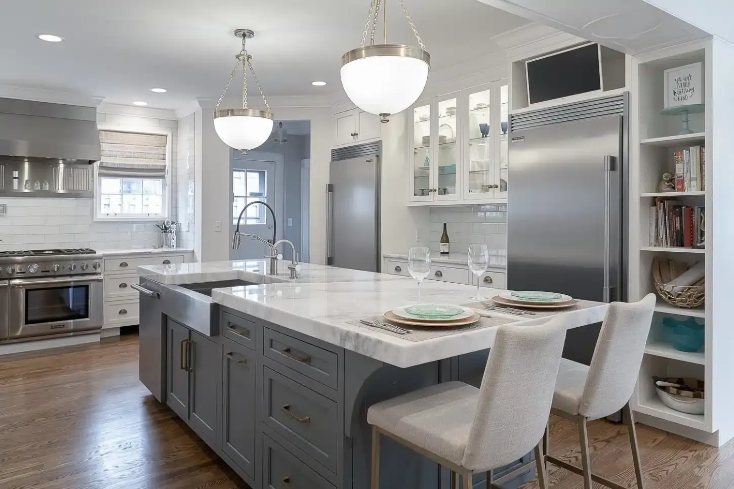 Chagrin-River-Company-Kitchen-Remodel-Grey-Cabinet-Island-Shaker-Heights-Ohio